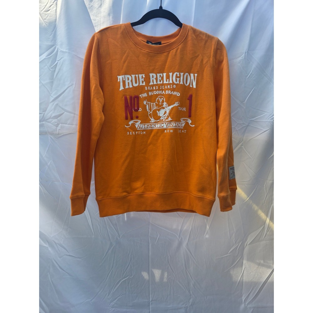 True Religion Kids Orange Buddha World Tour Graphic Crewneck Sweatshirt XL TG
